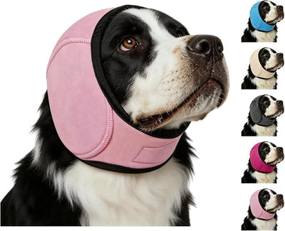 Zenpup Noise Cancelling Ear Wrap, Dog No Shake Ear Muffs Noise Protection Firework Thunder Vacuum, Comfortable Quiet Dogs Calming Hoodie, Adjustable for Grooming Bathing & Swimming (Pink, Medium)