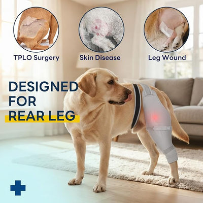 Dog Sleeve for Rear Legs to Stop Licking, Upgraded Recovery Sleeve for Hind Back Leg Wounds,TPLO, ACL Surgery, Light Comfortable Cone Alternative, Left,S, Grey