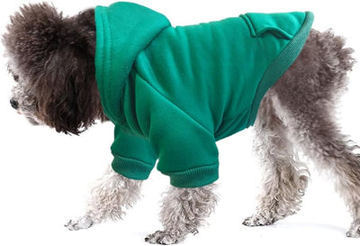 Jecikelon Soft Dog Hoodies for Small Dogs, Fleece Puppy Sweatshirt with Pockets, Warm Winter Cold Weather Coats for Pet Cat, Cute Clothes Puppy Costume (Green, X-Small)