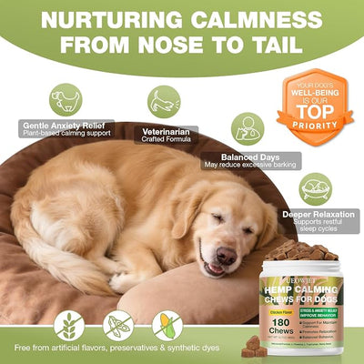 Calming Chews for Dogs - Dog Calming Chews for Separation, Strеss & Hyperactivity Rеlief, Storms &Fireworks, Supports Rеlaxation for Travel, -180 Chews
