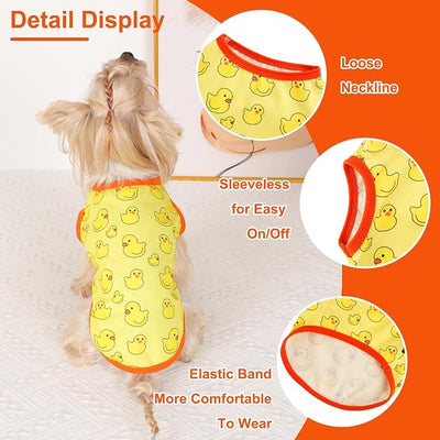 Dog Shirt Vest Dog Clothes for Small Dogs Boy Girl Stretchy Summer Puppy T-Shirts Soft Breathable Lightweight Puppy Sweatshirt Pet Cat Outfit (Yellow Duck, X-Small)