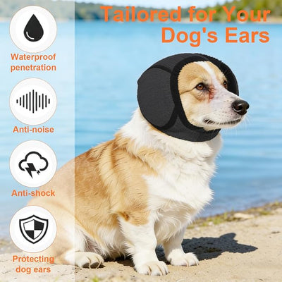 Dog Ear Muffs for Noise Protection (Red, Large) | Adjustable, Elastic, Waterproof, Soft and Breathable, Relieve Anxiety, Reduce Distractions, Security Assurance