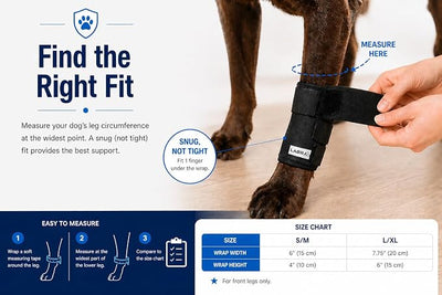 Labra Dog Front Leg Brace - Compression Wrap with Adjustable Straps - Dog Wrist Brace for Support - Leg Sleeve to Stop Licking - Aid in Wound Care and Recovery - Small/Medium