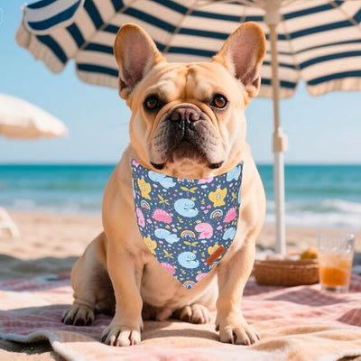 PTDECOR Dinosaurs Dog Bandana, Cute Dinosaurs Design Reversible Pet Scarf Bib, Premium Durable Fabric, Adjustable Pink Blue Bandanas for Small Dogs Puppies Cats(Small)