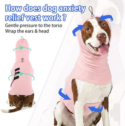 MIGOHI Dog Anxiety Shirt | Breathable Calming Vest for Medium Dogs,Anxiety Jacket for Dogs Vet Visit,Travel, Separation,Fireworks,Storms,Dog Vest for Anxiety to Stop Panting & Hiding,Pink,L