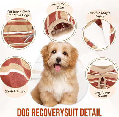 SlowTon Dog Recovery Suit - Surgery Recovery Suit for Female Male Dogs, Dog Onesie After Spay Abdominal Wounds, E-Collar Cone Alternative Prevent Licking Pet Surgical Suit(Brown,L)