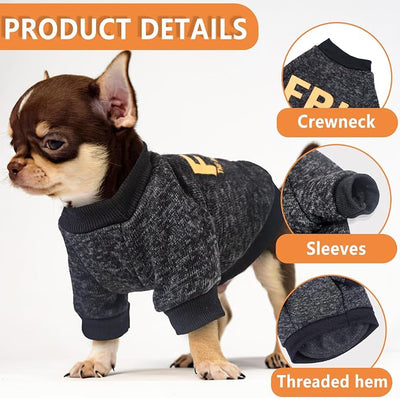 2 Pieces Dog Sweaters for Small Boy Fleece Puppy Sweater for Teacup Chihuahua Yorkie Clothes Soft Warm XS Dog Clothes Doggie Pet Outfit Apparel Black Puppy Sweatshirt