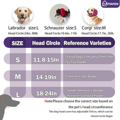 Dog Ear Cover for Hematoma,Bathing,Grooming,Drying,Fashion No Shake Ear Wraps for Dogs Ear Muffs Noise Protection Anxiety Relief,Waterproof Dog Calming Hoodie Shower Cap(Purple,M)