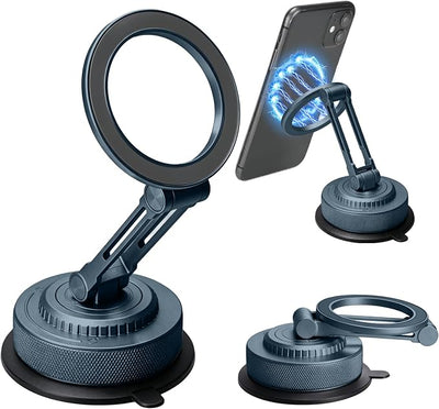 PIEPIE All-Metal Alloy Magnetic Suction Cup Car Phone Mount Holder Dash | Powerful Strong Magnetic Heavy-Duty Suction Cup Windshield Vehicle Cell Mobile Phone Bracket, Universal Fits Most US Vehicles