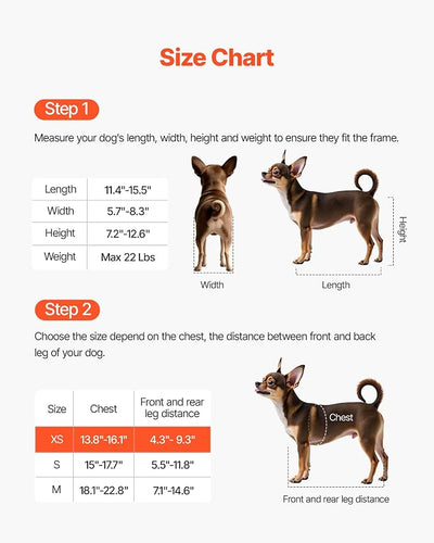 VEVOR Dog Wheelchair for Back Legs, Lightweight 2 Wheels Pet Wheelchair, Height, Width & Length Adjustable, Dog Cart with Shock-Absorbing Wheels, for Injured, Disabled Dogs