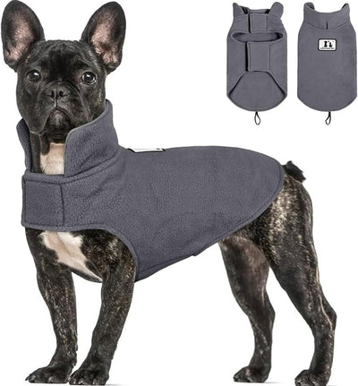 DENTRUN Reversible Dog Coat - Windproof Polar Fleece Vest with Reflective Neck Strips, Hook & Loop Closures, Sleeveless Cold Weather Jacket for Small Dogs (XS, Tiny Dogs Gear)
