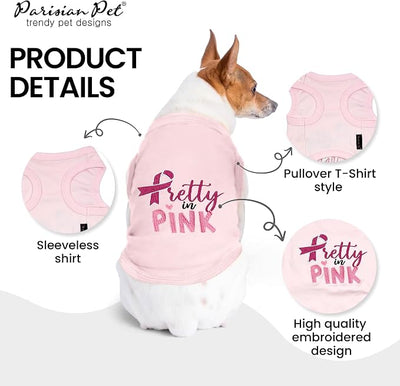 Parisian Pet Dog Shirt – 100% Cotton Shirts for Medium Dogs – Trendy Pretty in Pink Sleeveless Puppy Clothes – Soft Breathable Girl Dog Clothes - Stretchy Pet Apparel - Summer Tshirts for Dogs