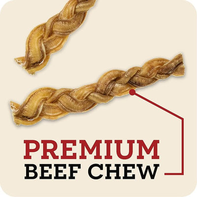 Redbarn Pet Products 100% Natural Braided Bully Sticks 8-12 in Long Lasting Dog Chews for Medium and Large Dogs Rawhide Free Single Ingredient Beef Pizzle 1 lb Bag