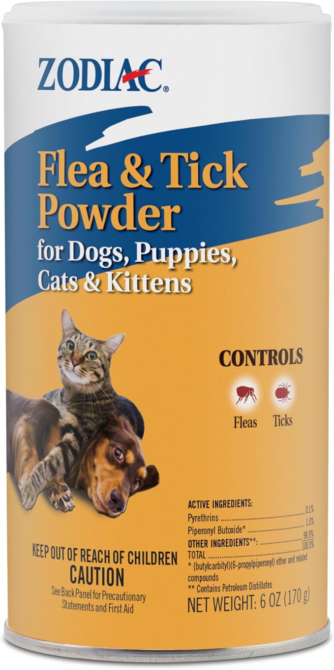 Zodiac Flea & Tick Powder for Dogs, Puppies, Cats & Kittens beige Small