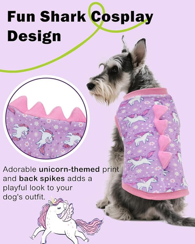 CuteBone Dinosaur Costume Dog Shirt, Stretchy Velvet T-Shirt Clothes for Small Dogs, Soft & Breathable Pet Tee Outfit Cat Apparel for Daily Wear, Cozy Pullover Design Puppy Fashion COSBX07S