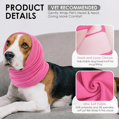 KOESON Dog Calming Hoodie for Large Breeds, Adjustable No Shake Ear Wraps for Dogs, Soft Dog Ear Muffs Noise Protecion, Pet Head, Ear & Neck Covers for Thunder, Firework, Separation Anxiety, Hematoma