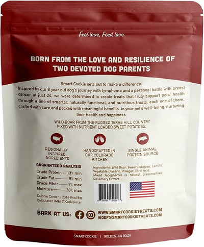 Smart Cookie Healthy Soft Dog Treats - Wild Boar & Sweet Potato - Grain Free Limited Ingredient Training Treats for Dogs with Sensitive Stomach & Allergies, Natural Novel Protein, Made in USA (5oz.)