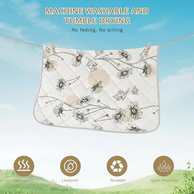 IEUUMLER Washable Pee Pads for Dogs, 2 Pack Non-Slip & Waterproof Pack Whelping Pad, Reusable Washable Puppy Potty Training Pad with Fast Absorbent for Playpen EU007 (Beige Daisy, 24"X48"-2pcs)