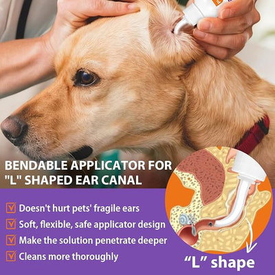 Pjordo Pet Ear Cleaner Set - Dog Ear Cleaner with Aloe Vera & Witch Hazel, Dog & Cat Ear Cleaner Solution for Soothing Ear Itching & Deodorize, Ear Wipes for Dogs & Cat Gently Removing Ear Wax & Dirt