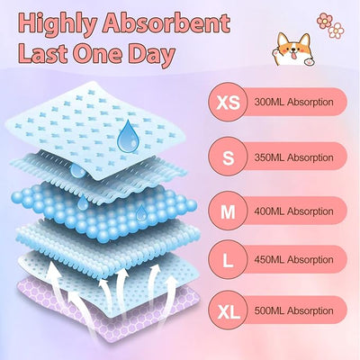 Ambreview Disposable Dog Diapers Female, Just Pull It Up, Doggie Diapers for Female Dogs, Strong Absorbency | Leak Proof, for Dogs in Heat | Elderly | Disabled, XS 10 PCS