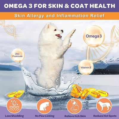 NATURE TARGET Probiotics for Dogs, 6 Billion Freeze Dried Dog Probiotics with Prebiotics & Enzymes, Vitamins, Omega 3, for Digestive & Gut Health, Itch Relief, Reduce Diarrhea, 120 Bites