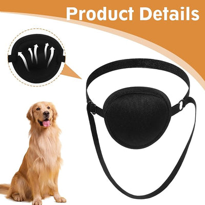 2pcs Eye Patch for Dogs, Adjustable Dog Eye Patch, Soft and Comfortable Eyes Patches, Used for Postoperative Eyes Injuries in Medium and Large Dogs, Black