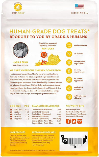 Spot Farms All Natural Human Grade Dog Treats, Chicken Jerky with Flaxseed and Vitamin E, 12.5 Ounce