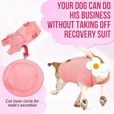 Lukovee Recovery Suit for Dogs, Onesie Surgery Recovery Suit for Female Male Dogs, Abdominal Wounds Cone E-Collar Alternative Prevent Licking Spay Recovery Suit (Peach,L)