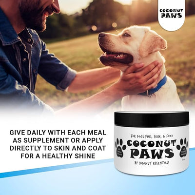Coconut Paws Coconut Oil for Dogs Skin and Coat, Itching Relief, Hot spot Treatment for Dogs, Hair Loss, aceite de Coco para Perros | w/Olive & Sunflower | Vet Recommended 8oz - COCONUT ESSENTIALS