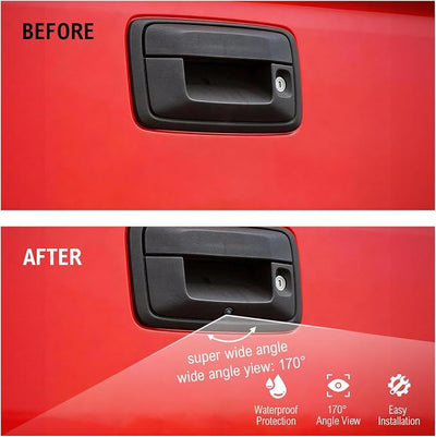 Tailgate Handle Backup Camera Rear View Camera for Silverado Sierra 1500 2014-2018 for Sierra 2500HD 3500HD Canyon 2015-2018 RCA Input Reverse Camera, IP69K Waterproof for Trucks