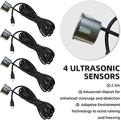 LCD Parking Sensor Kit - Displays Data on Original Screen, Easy Rear Installation, Compatible with All Camera Formats (AHD, CVBS), 18 Probe Colors to Match Any Vehicle（Grey）