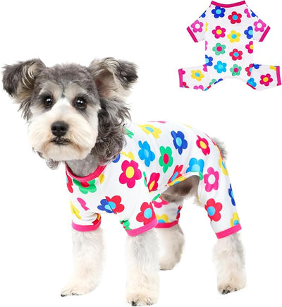 Dog Pajamas Spring Summer Dog Clothes for Small Medium Dogs Girl Boy Cute Soft Puppy Pjs Clothes Doggie Onesies Cat Pet Jammies Outfit (Rose,L)