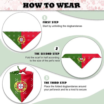 KEIAHUAN Portugal Flag Dog Triangular Scarf Breathable Pet Neckerchief for Small Medium Dogs Soft Washable Fabric, Suitable for World Cup Patriotic Events Daily Wear