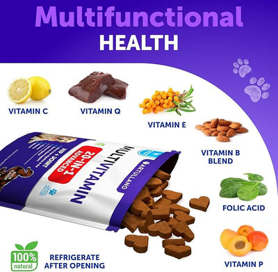 26 in 1 Dog Multivitamin with Glucosamine - Chewable Dog Vitamins and Supplements - Senior & Puppy Multivitamin Chews for Pet Hip & Joint Support, Immunity, Mobility, Skin, Digestion - 70 Soft Treats