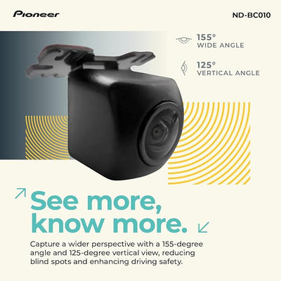 Pioneer ND-BC010 Rearview Camera - Universal Backup Camera, 155 Degree Wide Angle View, High Resolution Images, Clear Night Vision, Flexible Installation, Compatible with Pioneer in-Dash Receivers
