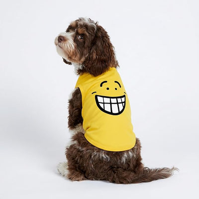 Fitwarm 2 Pack Happy Scary Expression Dog Shirt, Funny Clothes for Small Dogs Boy Girl, Pet Outfit, Yellow, Purple, Small