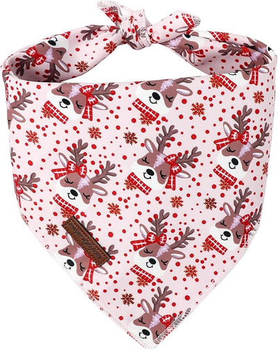 Unique Style Paws Dog Bandanas 1PC Washable Cotton Triangle Puppy Scarfs Christmas Red Pink Elk with Colorful Flower for Small Medium Large Dogs and Cats