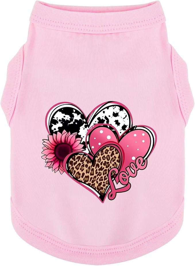 Discover Cozy Cotton Canine Wear: Soft, Lightweight, and Breathable Dog Shirt Vest with Eye-Catching Graphics (Hearts and Love), Keeping Your Furry Friend Comfy! Pink 3XL