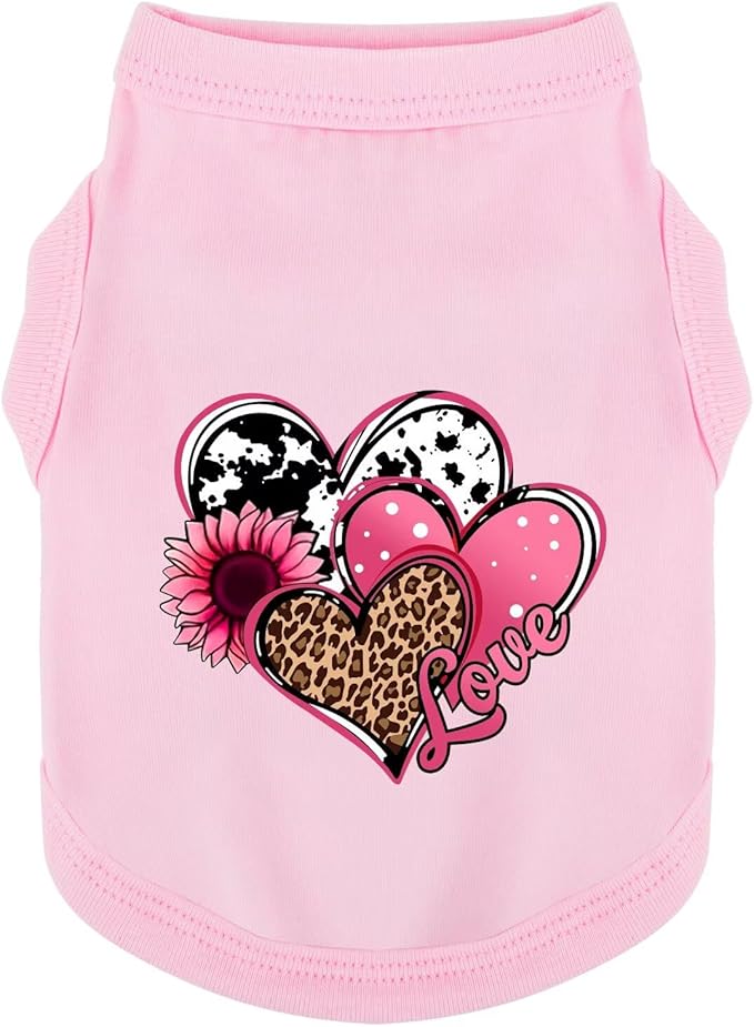 Discover Cozy Cotton Canine Wear: Soft, Lightweight, and Breathable Dog Shirt Vest with Eye-Catching Graphics (Hearts and Love), Keeping Your Furry Friend Comfy! Pink XXL
