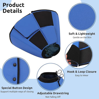Queenmore Dog Cones for Large Dogs, Soft Dog Cone Collar for Large Breeds, Cone for Dogs After Surgery, Adjustable Elizabethan Collar for Pet to Prevent Licking Wounds, Blue L