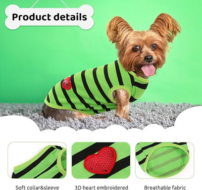 Dog Shirts for Extra-Small Dogs, Striped T-Shirts Pets Vest Pet Apparel Tee Shirts Dog Tank Top Spring Summer Suitable for Chihuahua French Bulldog Bichon Shih Tzu