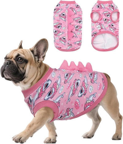 CuteBone Dinosaur Costume Dog Shirt, Stretchy Velvet T-Shirt Clothes for Small Dogs, Soft & Breathable Pet Tee Outfit Cat Apparel for Daily Wear, Cozy Pullover Design Puppy Fashion COSBX05XS