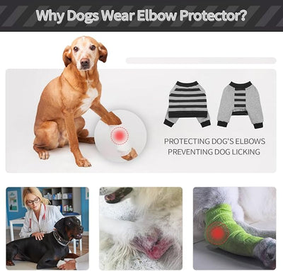 FUAMEY Dog Recovery Sleeve with Elbow Protector,Dogs Shirt Stop Licking Joints,Pet Long Sleeve Suit Protecting Dog's Front Leg Arm Wounds Cover Skin Conditions Black Stripes 3XL