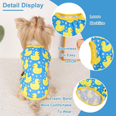 Dog Shirt Vest Dog Clothes for Small Dogs Boy Girl Stretchy Summer Puppy T-Shirts Soft Breathable Lightweight Puppy Sweatshirt Pet Cat Outfit (Blue Duck, X-Small)