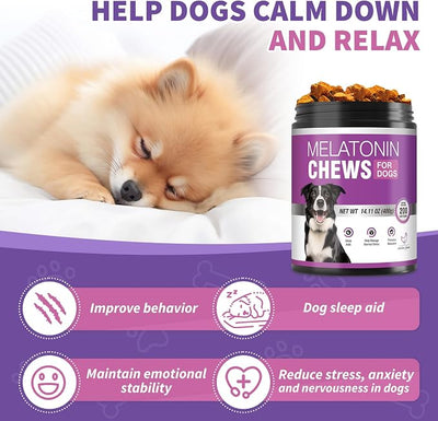 Calming Melatonin for Dogs, 200 Pet Chews Calming Treats for Sleep Aid Sleeping Pills Puppy Melatonin Bites Support Stress, Anxiety Relief, Separation for Small and Large Dogs Chicken