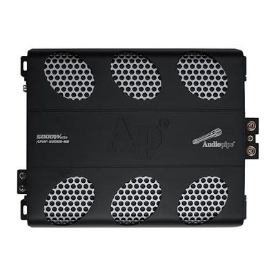 Audiopipe 5000 Watts Full Range Class D Mosfet Amplifier (APHF-5000D-H2), 4-Point Protection System, 2 Ohm, BTL Mode, Remote Bass Control Knob