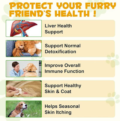 Allergy & Itch Relief Liquid for Dogs, Anti Itch Liquid Supplement Soothes Itchy Skin, Ears, Paws from Allergies, Supports Skin & Coat Health - 60ml