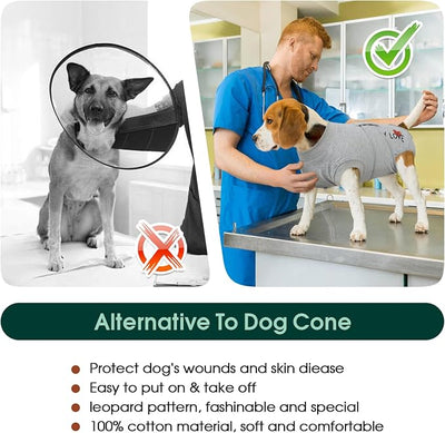 Kuoser Dog Recovery Suit for Male Dogs, Post-Surgery Bodysuit for Spay Neuter, Dog Onesie After Surgery, Anti-Licking Pet Surgical Recovery Suit, Gray S