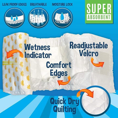 Bodhi Dog Disposable Male Dog Diapers - Super Absorbent, Leak-Proof Pee Wraps - Adjustable Fit, Comfortable Design, Advanced Moisture Control, and Wetness Indicator - Large (20 Count)
