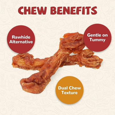 PAWUP Turkey Dog Treats, Turkey Wrapped Beef Tendon, Rawhide Free, Bone-Shaped Sticks Turkey Treats for Medium & Large Dogs (36 g/Stick, 2 Count)